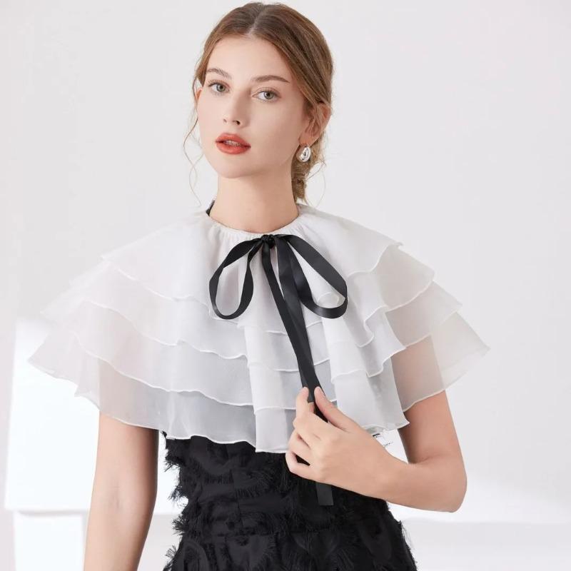 New Fashion Lapel Shoulder Fake Collar Ladies Removable Neck Shawl Wrap Shirt Detachable False Collar Clothes Accessory