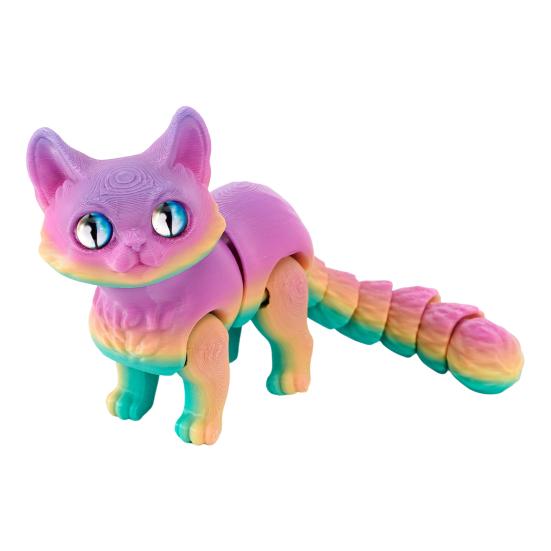 3D Printed Cat Ornament Articulated Cat Figurine with Flexible Joints Desktop Pet Cat Fidget Toy for Stress Relief Kids Adults Gift