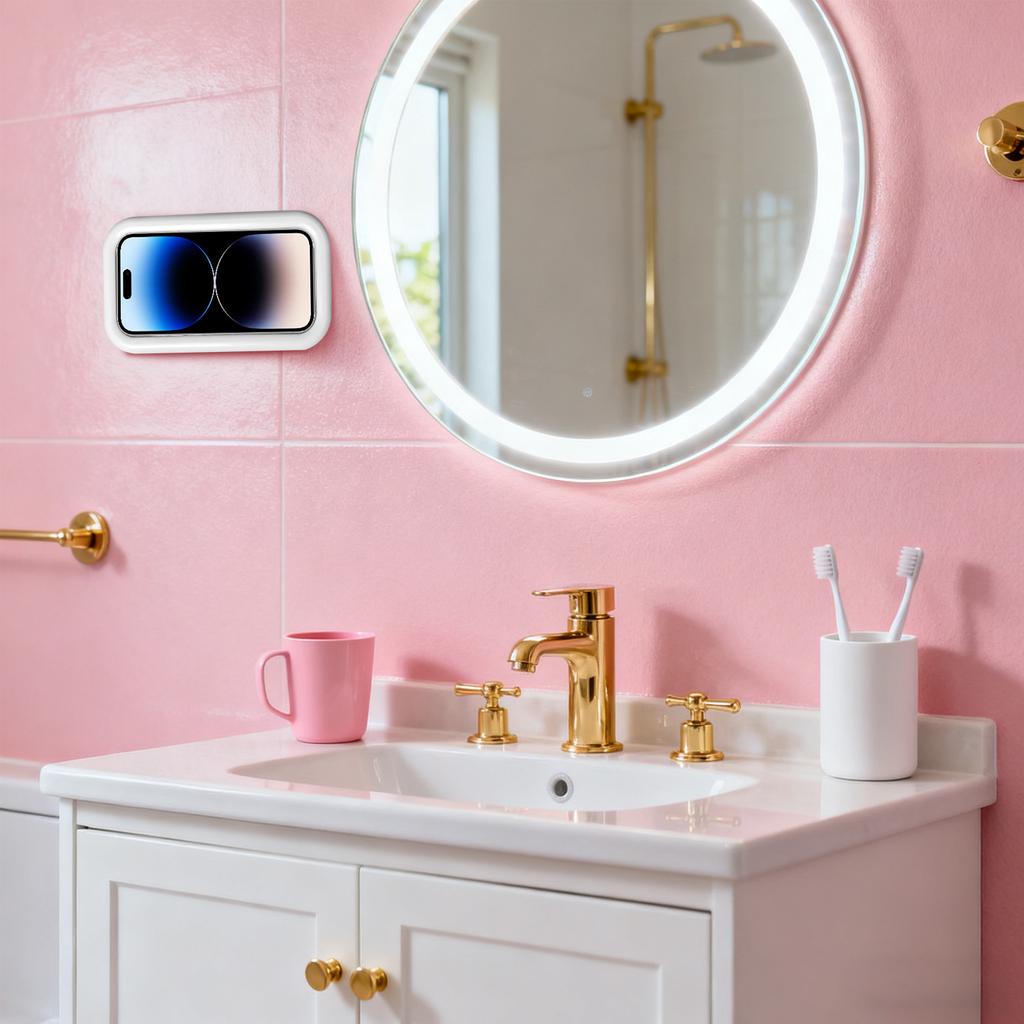 Shower Phone Holder 360° Rotating Wall-Mounted Phone Holder Ideal For Bathrooms, Bathtub Mirrors, And Kitchens A Gift Suitable For Both Men And Women