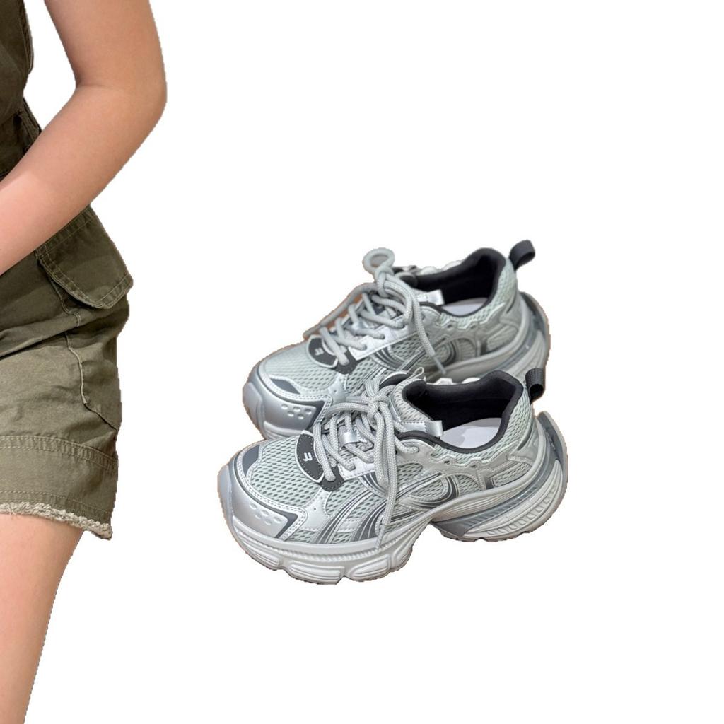 Rice new 2025 autumn muffin thick-soled heightening dad shoes breathable mesh sports casual shoes fashionable versatile women's shoes