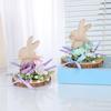 Easter Bunny Wooden Sign Desktop Bunny Ornament with Artificial Flower Spring Party Tabletop Centerpiece for Tiered Tray Home Decor