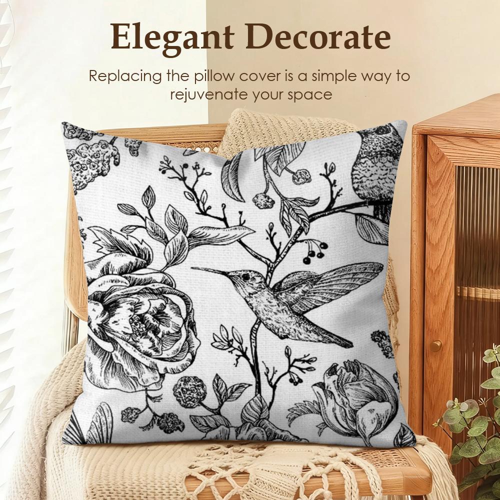 Blue And White Porcelain Cushion Cover Natural Linen Organic Fabric DoubleSided Printing Sofa Home Decor Gift Pillow Case