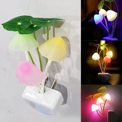 US EU Plug Night Lamp Discolor Adapter LED Light Sense Control Mushroom Lamp