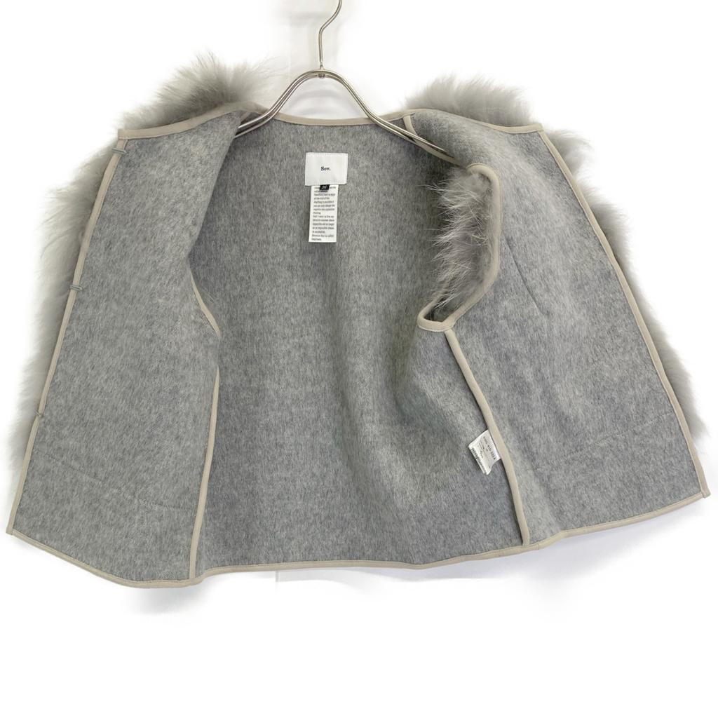 SOV. [Good Condition] 0305-410-233 White Raccoon Fur Best 36 grayUsed