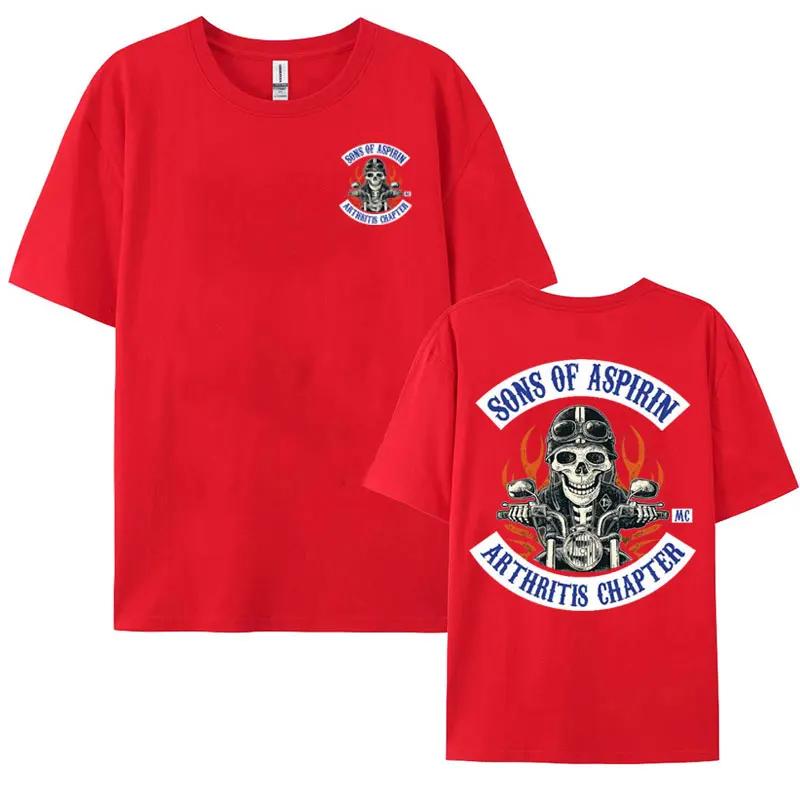 The best product for you Motorcycle SoA - Sons of Aspirin - Funny Biker T Shirt Men's Fashion Gothic Oversized T-shirts Male Vintage Cool Casual Tees Y2k L