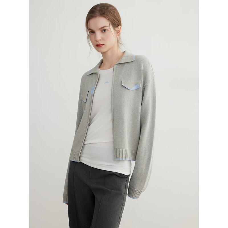 ELLE Women's Embroidered Color Block Knitted Cardigan