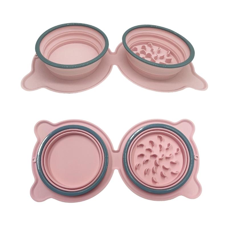 Dog Slow Feeding Bowl Silicone Pet Food Bowl Pet Dogs Outdoor Travel Feeding Bowl Foldable Food Feeder Bowl Dog Dishware
