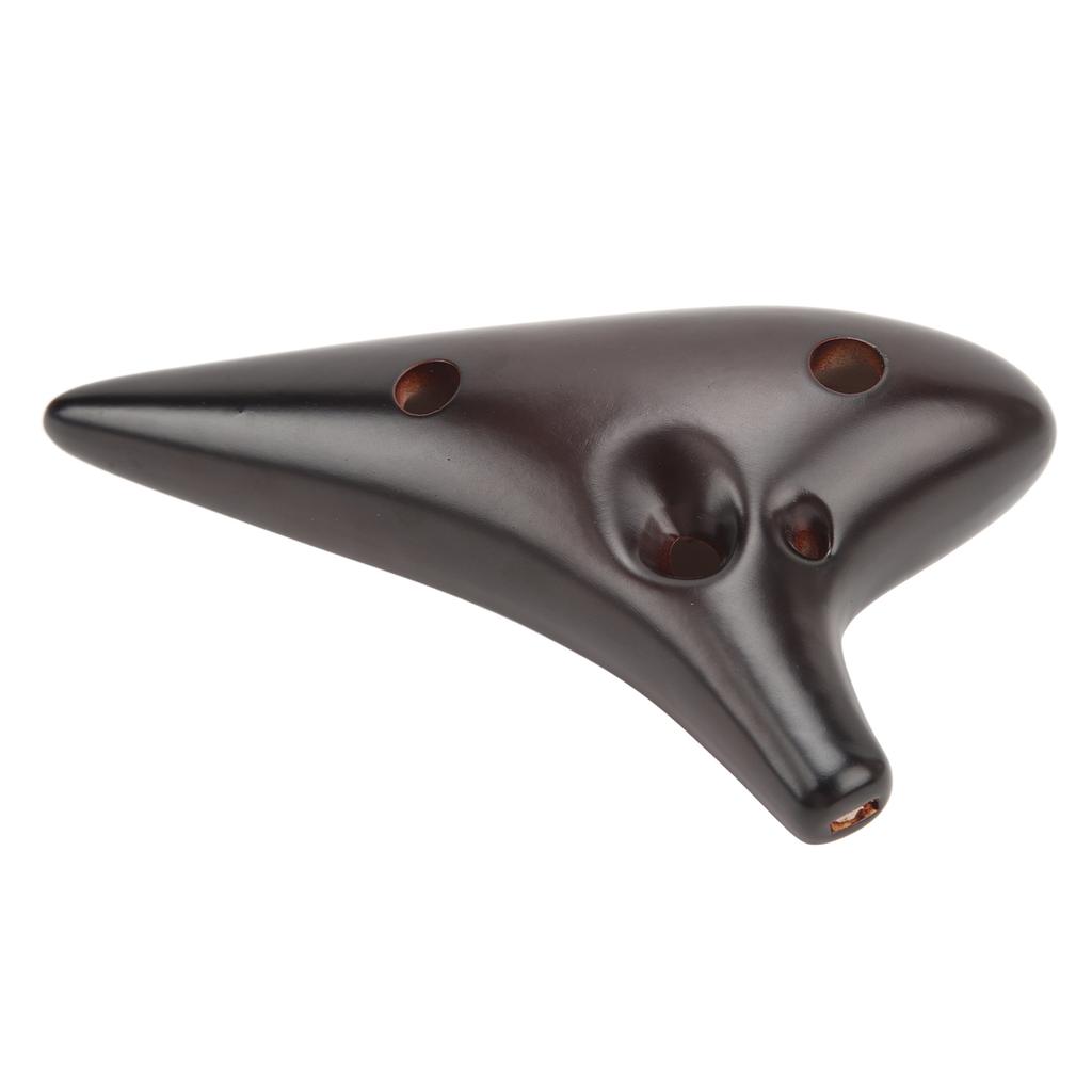 12 Hole Ocarina Ceramic Smouldering Alto C Tone Ocarina Flute Instrument with Neck Rope for Beginners