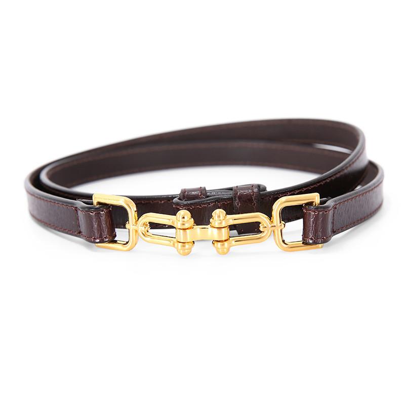 Womens Genuine Leather Belt With Geometric Buckle For Outdoor Casual Wear