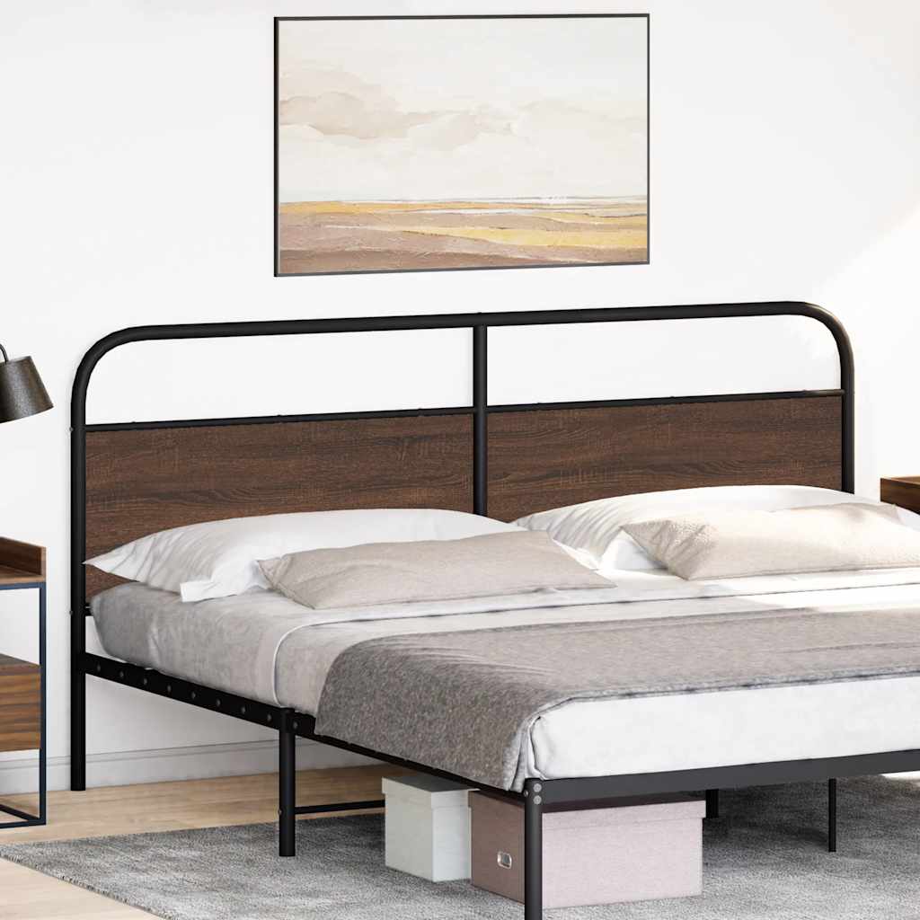 Replacement Headboard Brown Oak Effect 180 cm Steel and Wood Based Material