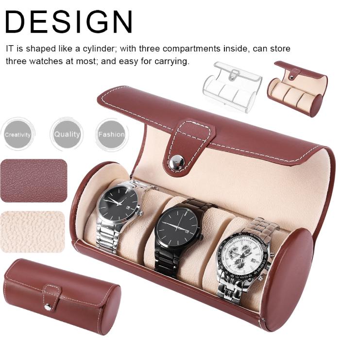 3 Slot Watch Box Watch Travel Case 3 Slot Watch Box Travel PU Leather Roll Case Jewelry Storage Collector Organizer Watch Box