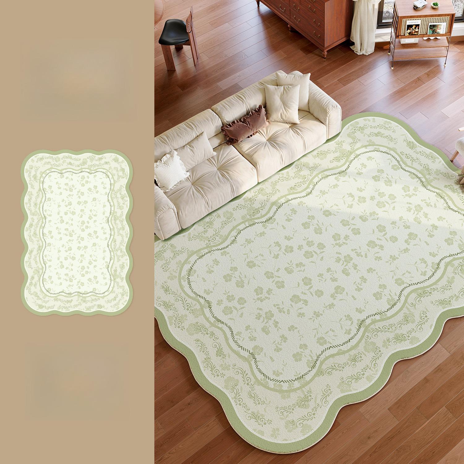 Slaapkamer Decoratie in Franse Stijl Groen Tapijt Pluizig Zacht Tapijt Onregelmatige Vorm Tapijten voor Woonkamer Verdikte Pluche Vloermat voor Lounge 80x120cm