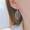Purple Gold Color Gold Hollow Leaf Earrings Women'S Foreign Gas Plated Rose Gold Ear Buckles
