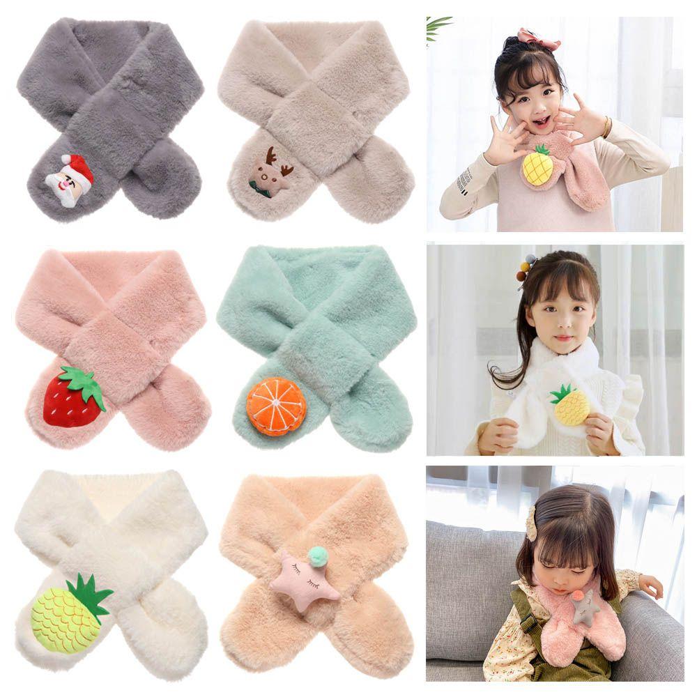 

Boys Girls Keep Warm Cute Neckerchief Kid s Scarves Toddler Scarf Children Shawls strawberry-white