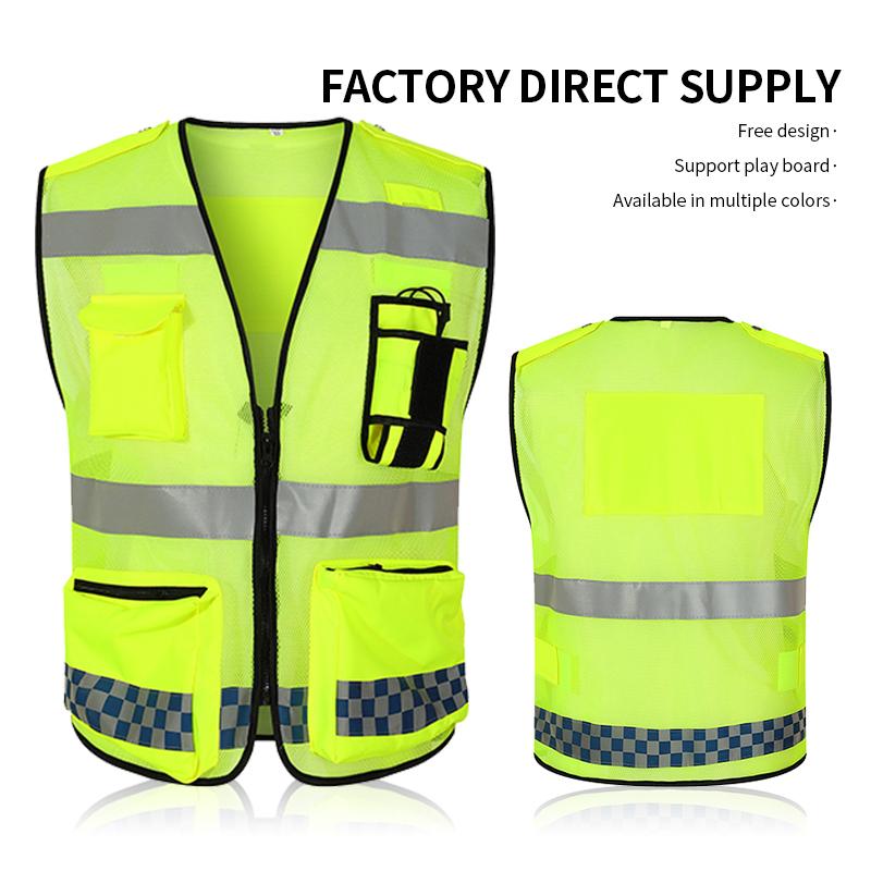 Work Pockets Reflective Vest Running Gear High Visibility Safety Vest for Night Cycling