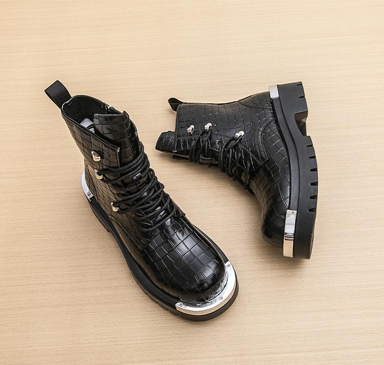 Men's Retro British Style High-Top Martin Boots - Autumn/Winter Thick-Soled Fashionable Large Size Shoes