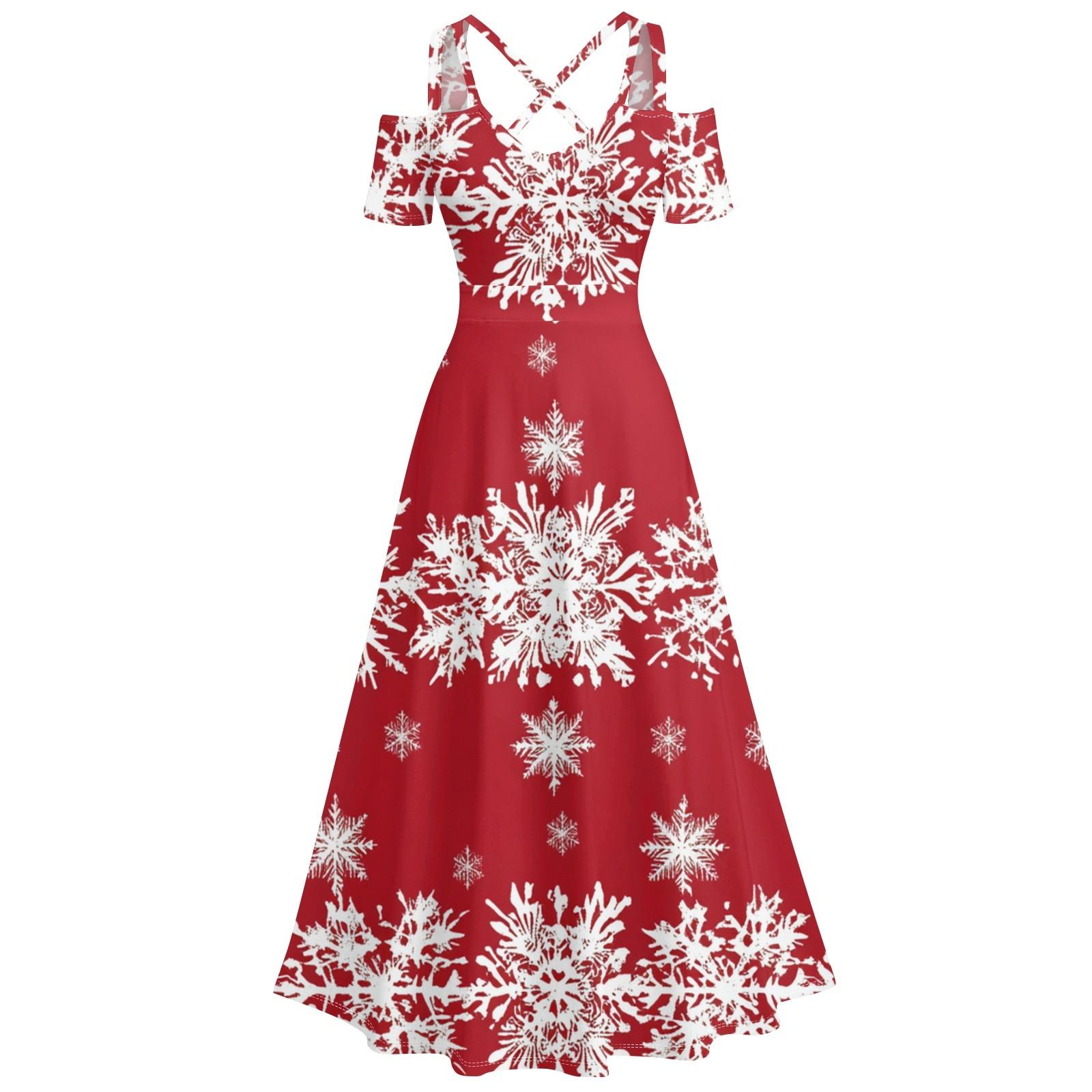 

Жіноча повсякденна та модна сексуальна ретро-сукня на підтяжках з великим розмахом XXL червоний