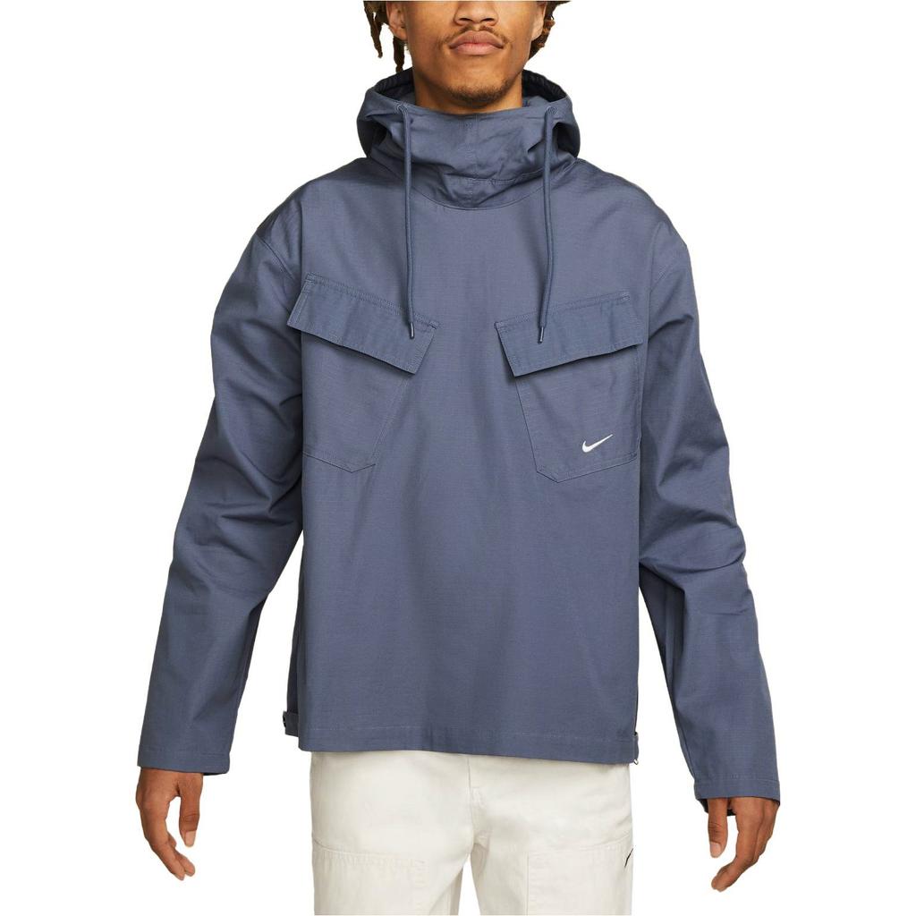 Nike Felpa Sportiva Casual Tessuta con Logo da Uomo Top Blu Finn DX0718-491