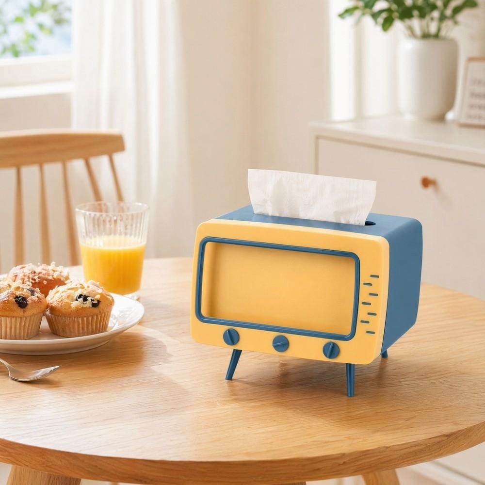 Square TV Desktop Tissue Box Plastic Tissue Dispenser Multi Functional Napkins Holder Dormitory