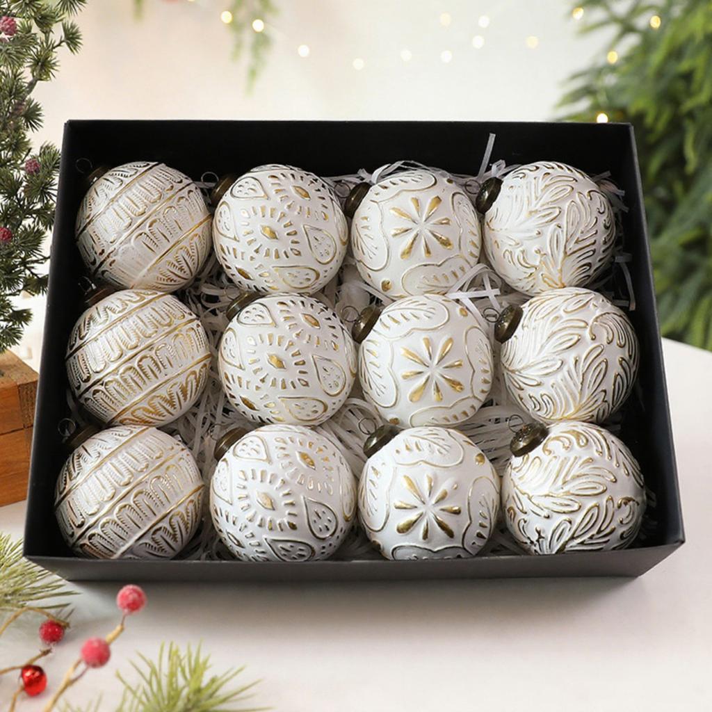 8cm Antique Christmas Ball Pendant, Retro Scratch-Off Christmas Tree Decoration, Christmas Ornaments