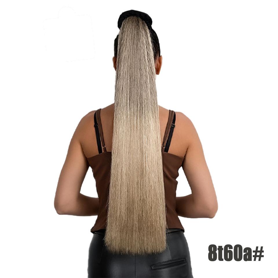 

WTB Длинный хвост Синтетический парик Женские натуральные прямые волосы Удлиненный хвост Повседневный высокий хвост Эластичный парик с косой 70CM