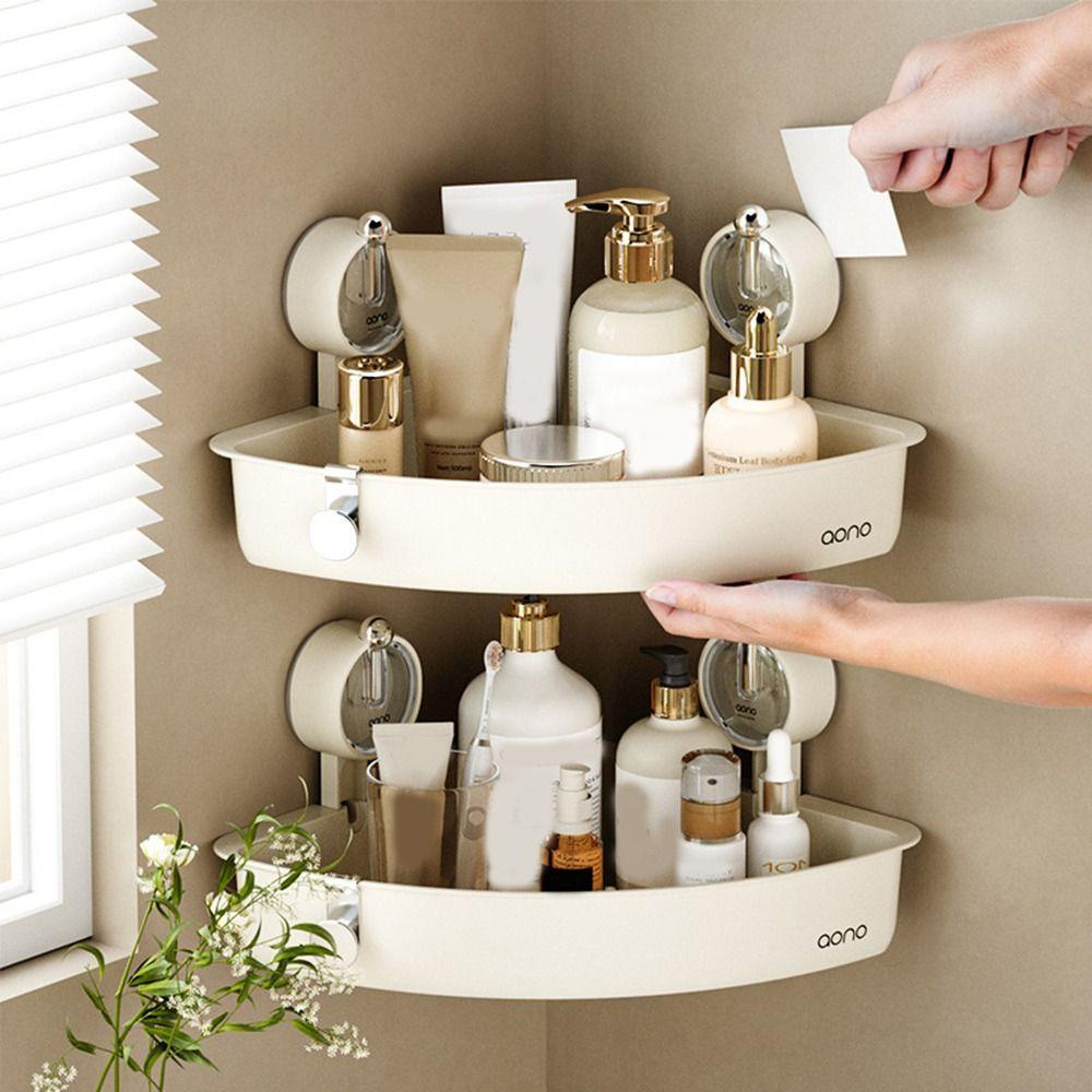 Wall Mounted Shower Storage Rack Plastic Shampoo Storage Rack Durable Corner Storage Shelf  Kitchen