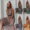 Summer Sexy O Neck Sleeveless Boho Polka Dot Print Maxi Dress New  Casual  Ladies Party Long Dress