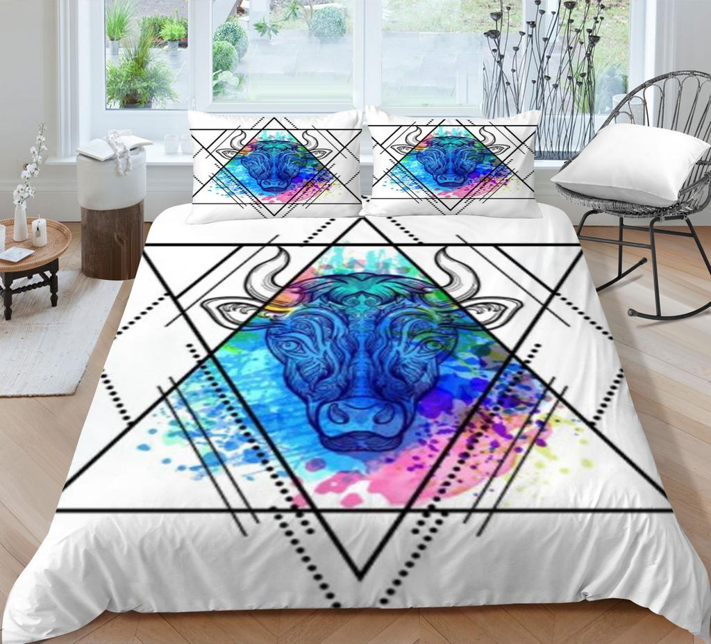 Geometric Shape Quilt Cover Pillowcase Two Three Piece Set Polyester Home Textile Kit 3D Digital Printing