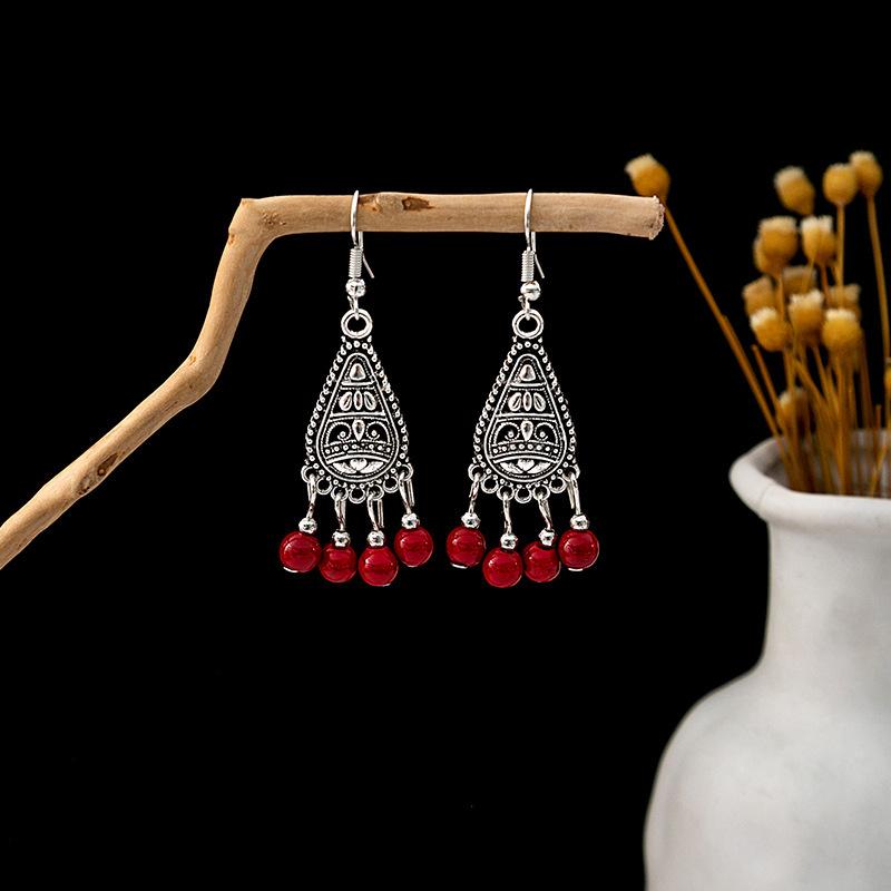 Europe, America, Bohemian Ethnic Style Stud Earrings, Long Fringed Metal Earrings, Fashion, Exotic Style Earrings Wholesale