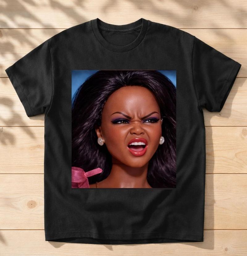 Angry Disgusted Black Doll Face Meme Reaction Meme Funny Shirt Summer Unisexs and Womens Loose and Breathable Tshirt Top