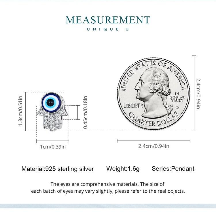 Bamoer 925 Sterling Silver Fatima's Hand Bead Devil's Eye Charms for Women Original Bracelet & Bangle Fine Jewelry