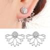 Women Hollow Out Lotus Shaped Rhinestone Inlaid Ear Jacket Earrings Jewelry Gift