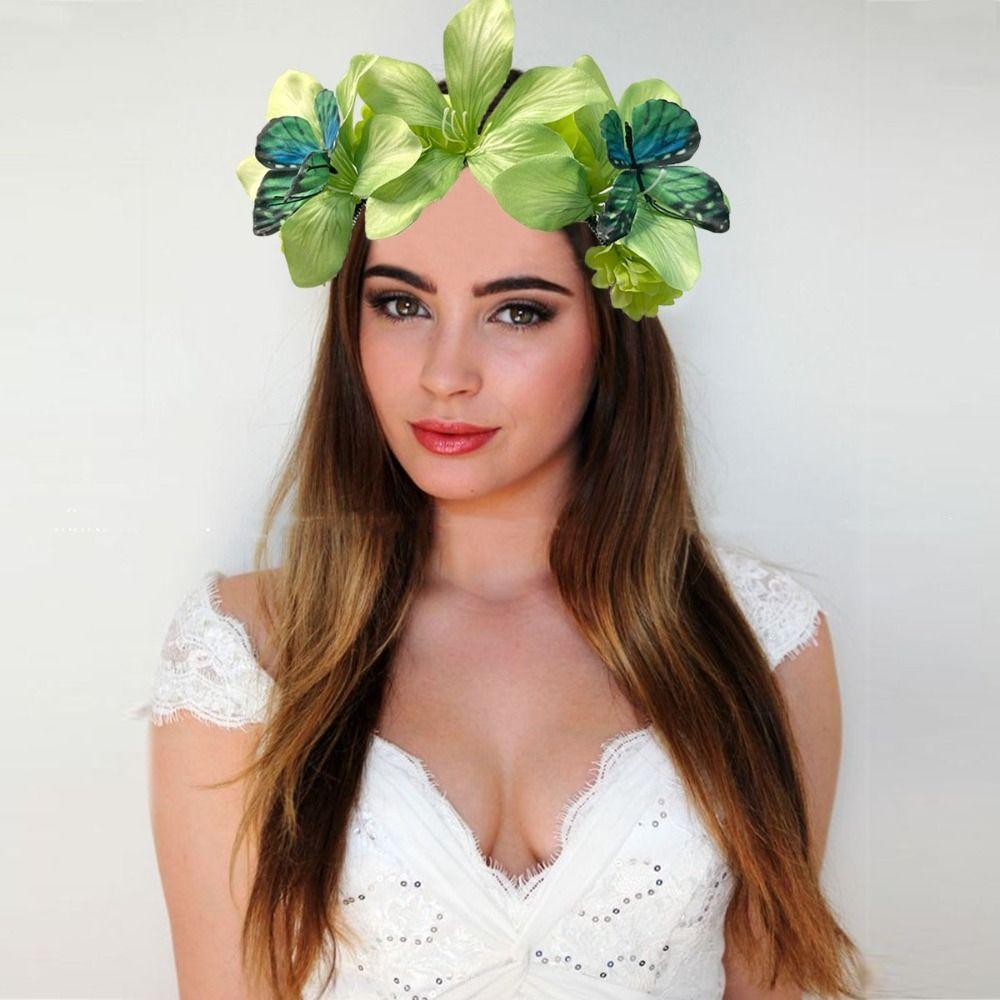 Butterfly Floral Crown Hairband Sweet Carnival Hair Accessories Simulation Flower Hair Hoop  Daily