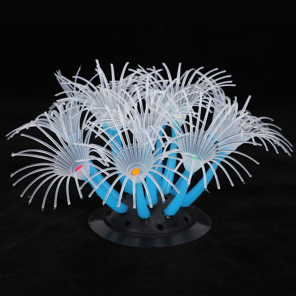 Artificial Sunflower Coral Silicone Simulation Water Plant Aquarium Fish Tank DecorationBlue