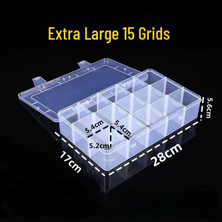 Transparent Compartmentalized Storage Box for Jewelry, Hardware, and Fishing Accessories