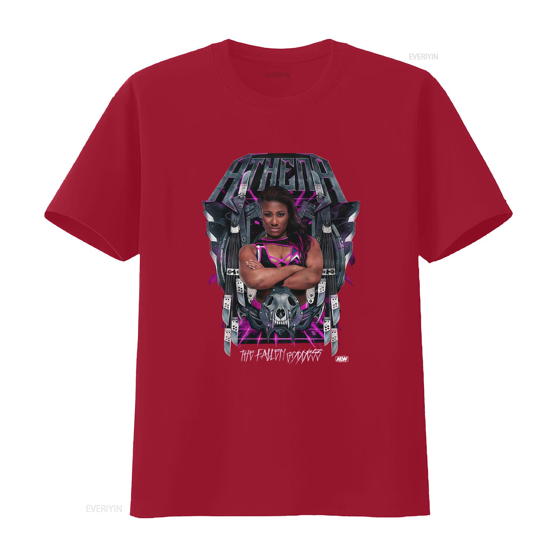 Athena Archangel AEW Official T Shirt Bold Design with Skull and Wings Print vintage Washed fashion graphic Casual Breathable S