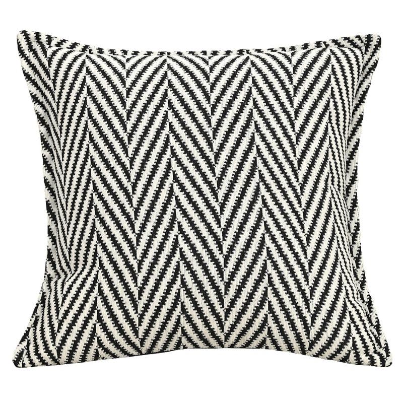 Luxury Black White Chenille Jacquard Pillowcase Vintage Farmhouse Cushion Cover Premium Ins Style Sofa Decor