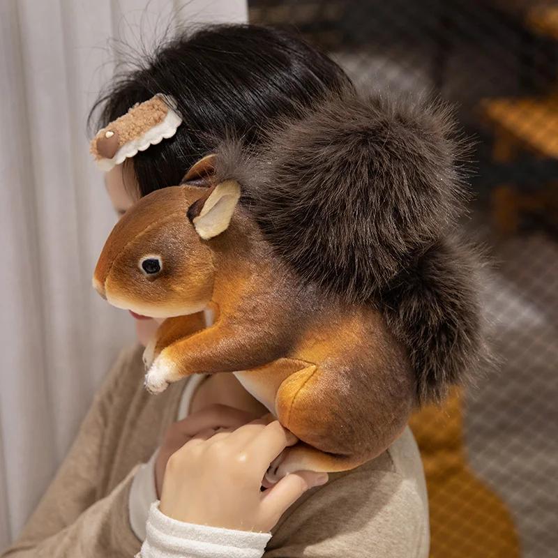 20cm Simulated Squirrel Plush Toy Cute Animal Stuffed Toys Gifts for Squirrel Animal Enthusiasts Kids Birthday Xmas Gifts Decor