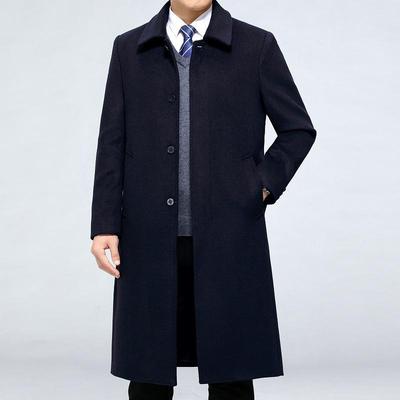 Men's Over-the-Knee Wool Cashmere Trench Coat - Autumn/Winter 2025 - Middle-Aged Business Jacket