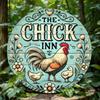 Vintage plechová cedule Kovová nástěnná dekorace Chicken Inn Bar Retro plaketa 7,8x7,8 palce Vodotěsná pro domácí bar kavárnu pánský pokoj dárek