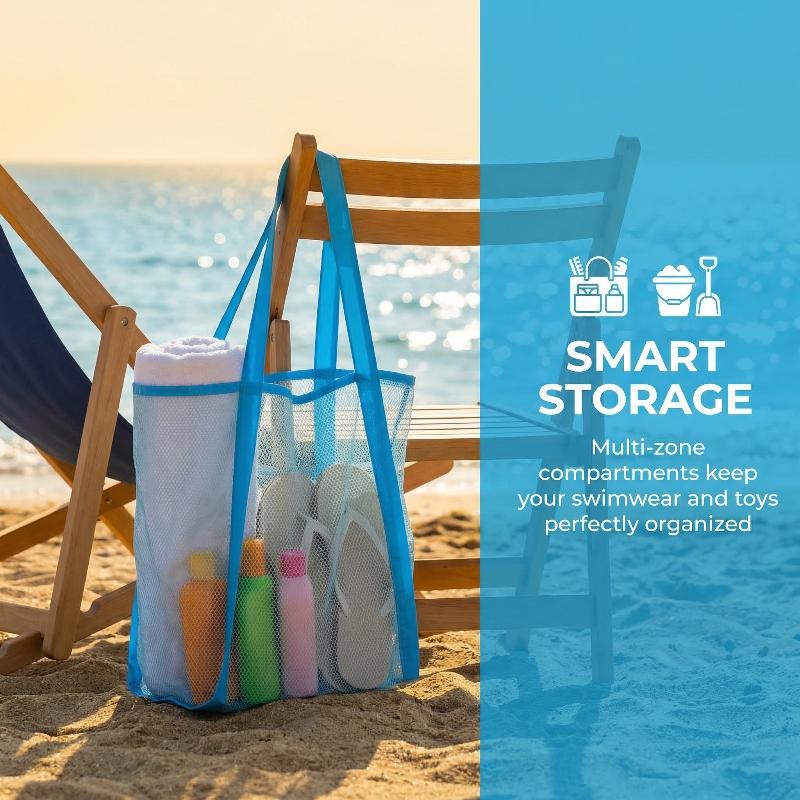 Large Outdoor Mesh Storage Bag Portable Handbag For Kids Toys Towels Women Cosmetic Makeup Organizer Accessories