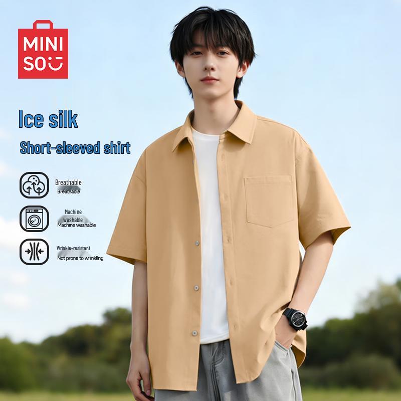MINISO Men s Japanese Style Casual Short Sleeve Lapel Shirt 5XL