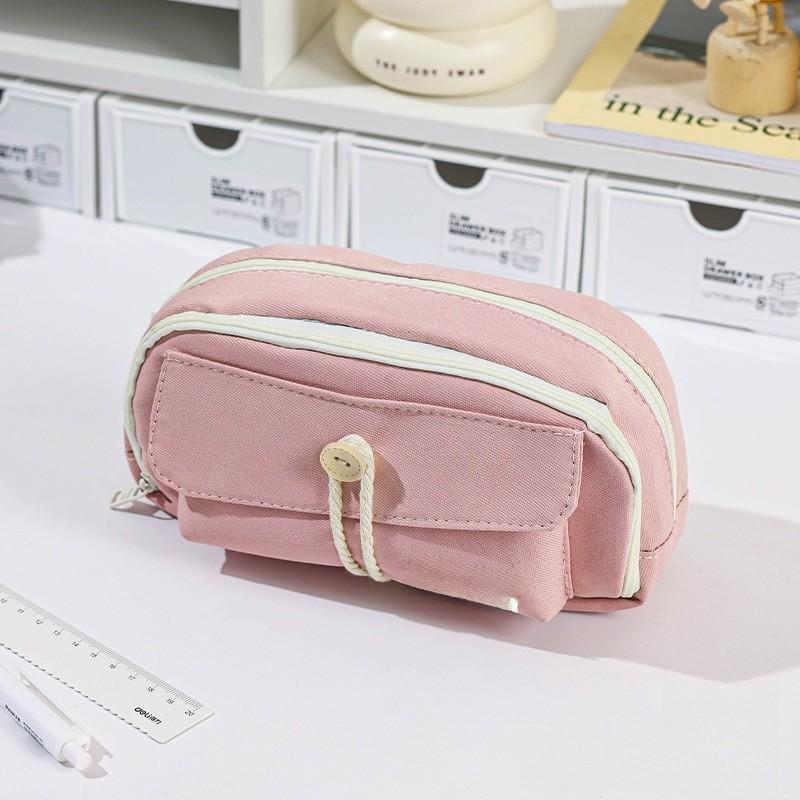 Canvas Multilayer Pencil Case For Students With Large Capacity Creative Design For School Use