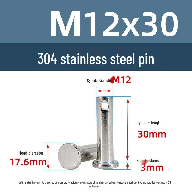 304 Stainless Steel Cylindrical Flat Head Positioning Pin with Hole (M3-M10)