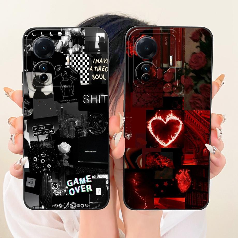 Soft Silicone Funda For Vivo S15e Vivo T1 T1Pro 5G IQOO Z6 Pro Phone Case Vintage Starry Cherry Bow Print Daisy Bumper Anti-fall