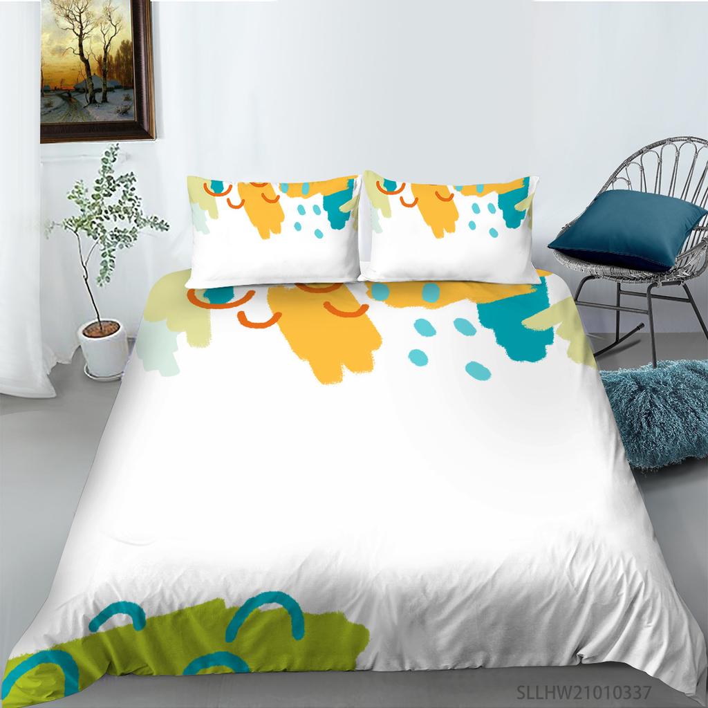 Simple Wind Quilt Cover Pillowcase Two Or Three-Piece Set Painted Series Digital Printing Polyester