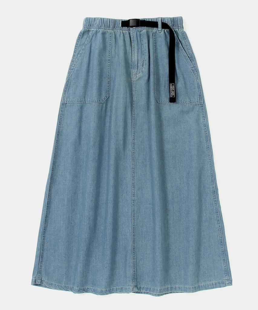 Columbia University Columbia Trajan Label Belted Denim Long Skirts Light Denim