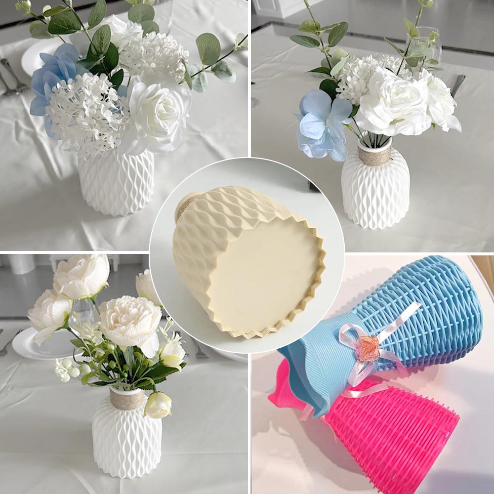 Moderne Plastik-Blumenvase Wasserwellen-Blumentopf 1/2 Stück Körbe Ästhetische Raumdekoration Wohnzimmerdekorationen Ornamente Jarron
