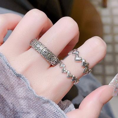 Dreidimensionales Relief Retro Punk Retro Liebe Saturn Offener Ring Nischen Design Hohes Gefühl Persönlichkeitsring Frau