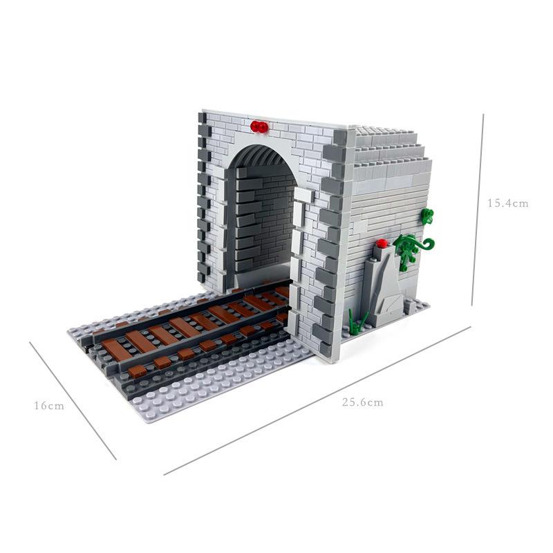 MOC Kreativa Expert Idéer Stadståg Tunnel Grotta Bro Järnvägsexpress Byggstenar Byggklossar DIY Leksaker för barn presenter